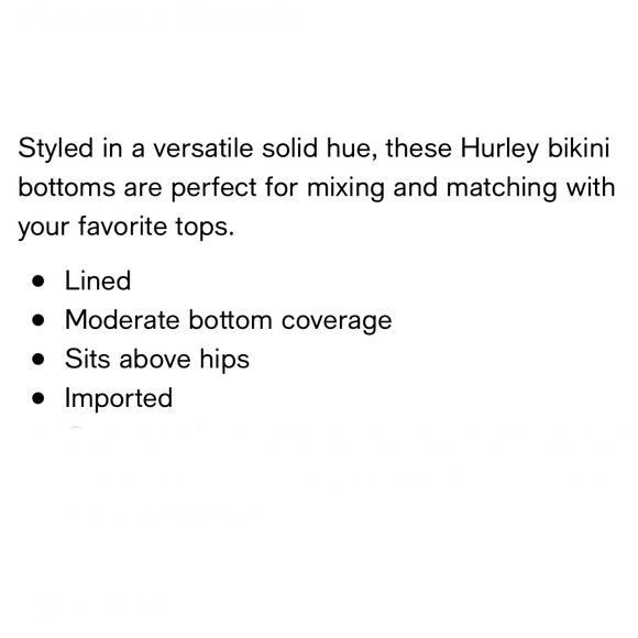 NWOT Hurley Solid Full Bikini Bottom - Picture 14 of 14